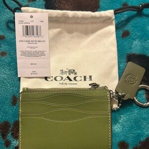New Coach Green Leather Card Holder